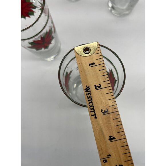 Vintage Libby Christmas Poinsettia Drinking Glasses Set of 5 Holiday Water Glass - Picture 8 of 9